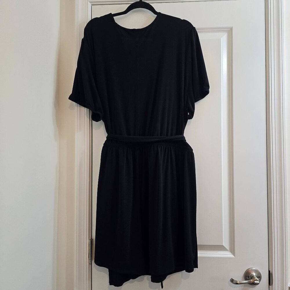 Lane Bryant Black Shorts Romper with Faux Wrap Detail and Belt - Picture 2 of 12